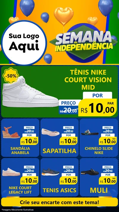 Modelo de Rede Social para Stories com o tema Semana da Independência para Calçados