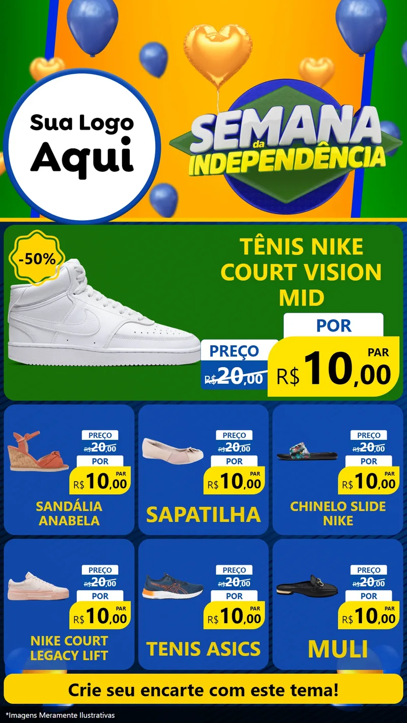 Modelo de Rede Social para Stories com o tema Semana da Independência para Calçados