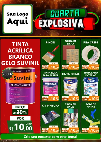 Modelo de Encarte para Encarte A4 Vertical com o tema Quarta Explosiva para Tintas e Ferramentas