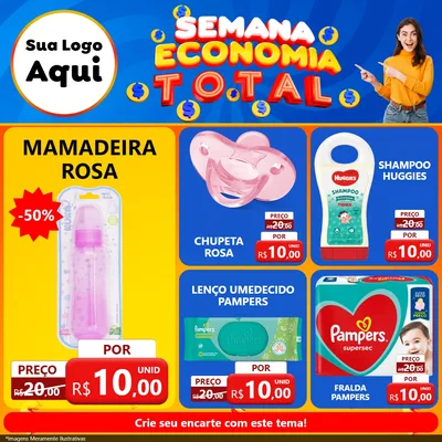 Modelo de Rede Social para Feed Facebook com o tema Semana Economia Total para Bebês
