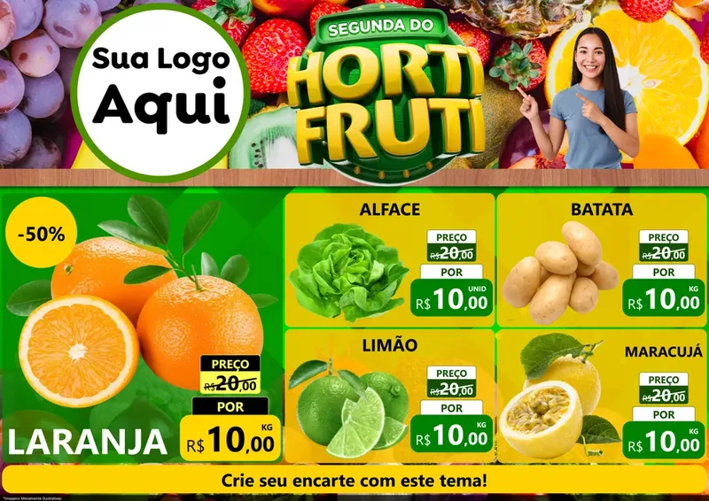 Modelo de Encarte para Encarte A4 Horizontal com o tema Segunda do Hortifruti para Hortifrúti