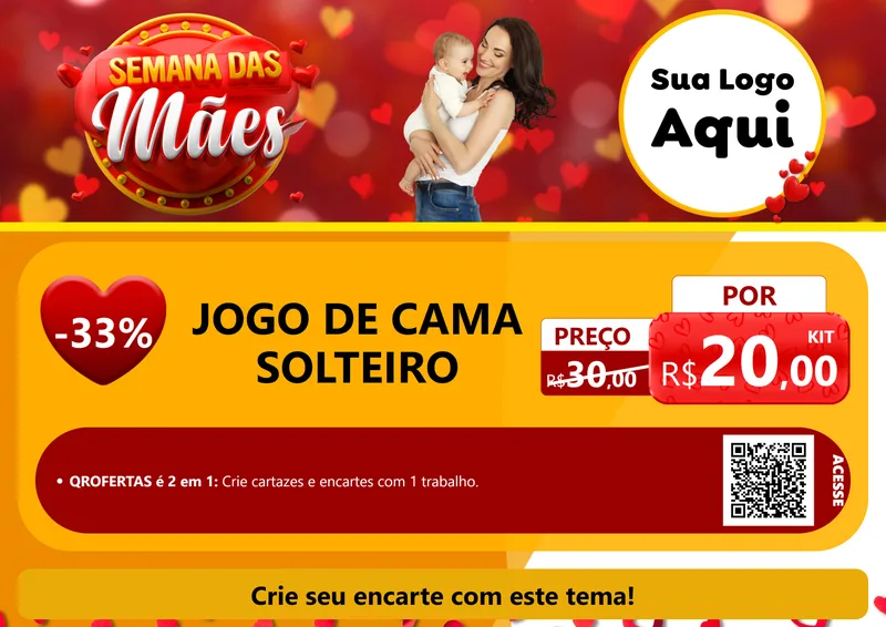 Modelo de Cartaz para Cartaz A4 Horizontal com o tema Semana das Mães para Cama, Mesa e Banho