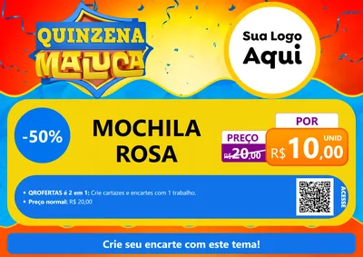 Modelo de Cartaz para Cartaz A4 Horizontal com o tema Quinzena Maluca para Papelaria