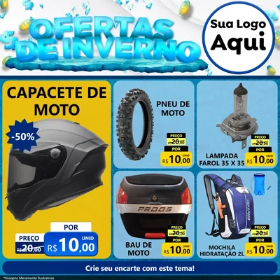 Modelo de Rede Social para Feed Facebook com o tema Ofertas de Inverno para Moto peças