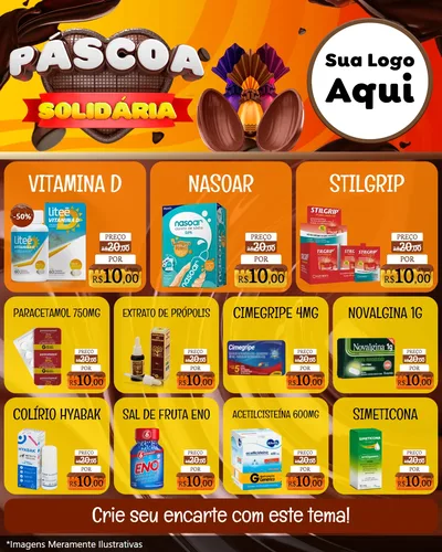 Modelo de Rede Social para Feed Instagram com o tema Páscoa Solidária para Farmácia