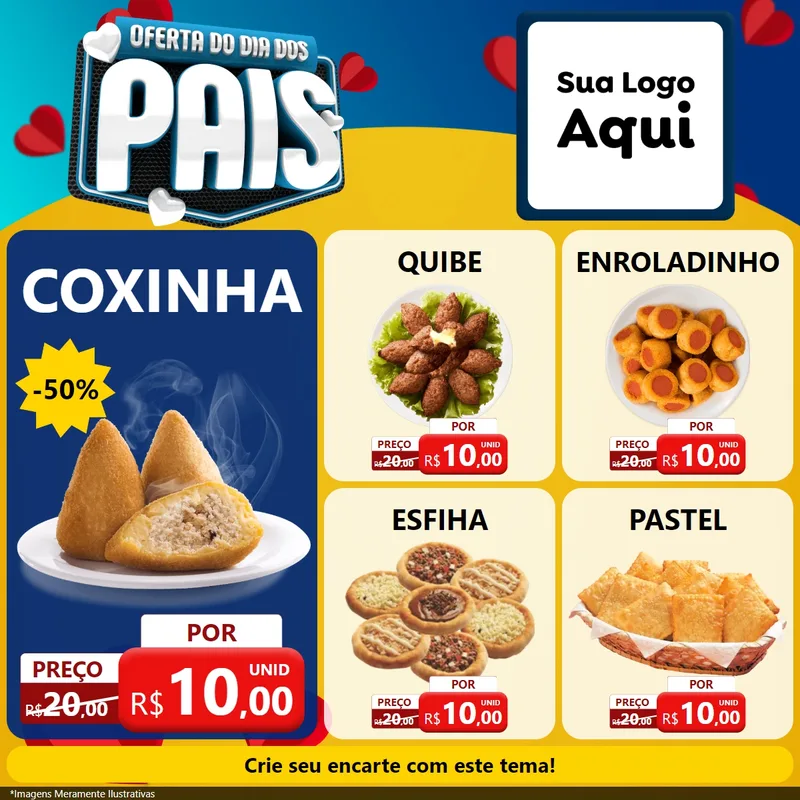 Modelo de Rede Social para Feed Facebook com o tema Oferta Do Dia Dos Pais para Salgadaria