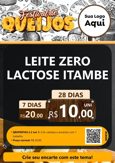Modelo de Cartaz para Cartaz A4 Vertical com o tema Festival de Queijos para Frios e Laticínios