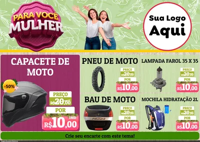 Modelo de Encarte para Encarte A4 Horizontal com o tema Para Você Mulher para Moto peças