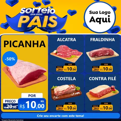 Modelo de Rede Social para Feed Facebook com o tema Sorteio Dia dos Pais para Açougue