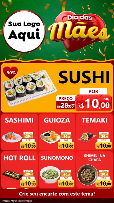 Modelo de Rede Social para Stories com o tema Dia das Mães para Comida japonesa