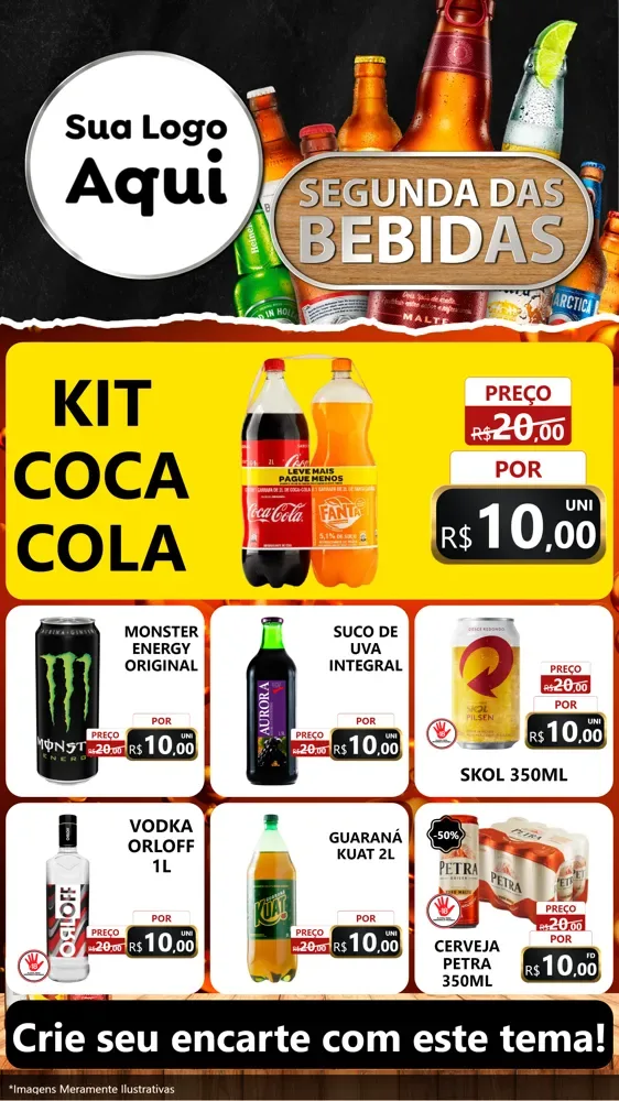 Modelo de Rede Social para Stories com o tema Segunda das Bebidas para Distribuidora de bebidas