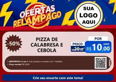 Modelo de Cartaz para Cartaz A4 Horizontal com o tema Ofertas Relâmpago para Pizzaria