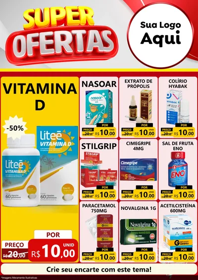 Modelo de Encarte para Encarte A4 Vertical com o tema Super Ofertas para Farmácia