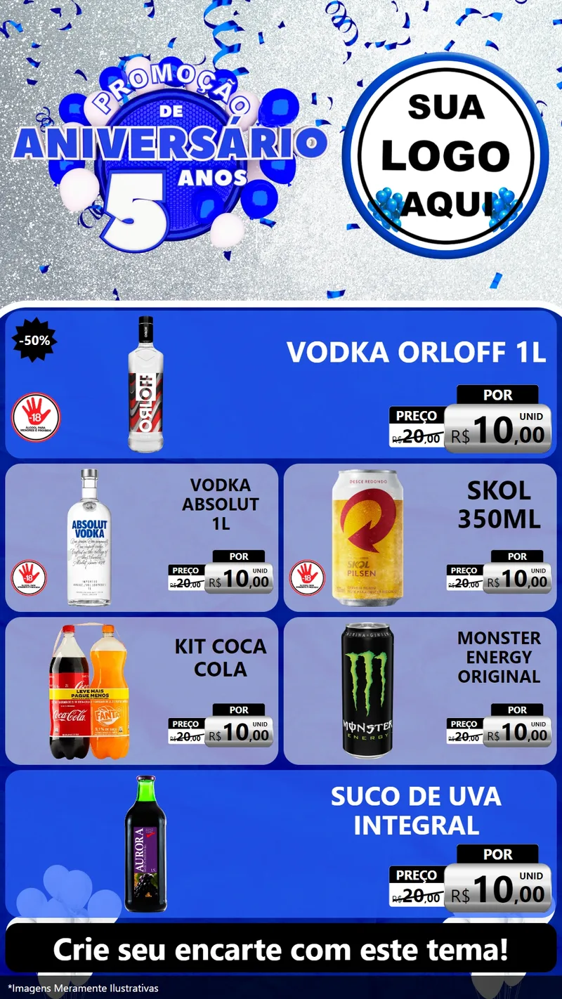 Modelo de TV para TV Vertical com o tema Promoção de Aniversário - 5 Anos para Distribuidora de bebidas