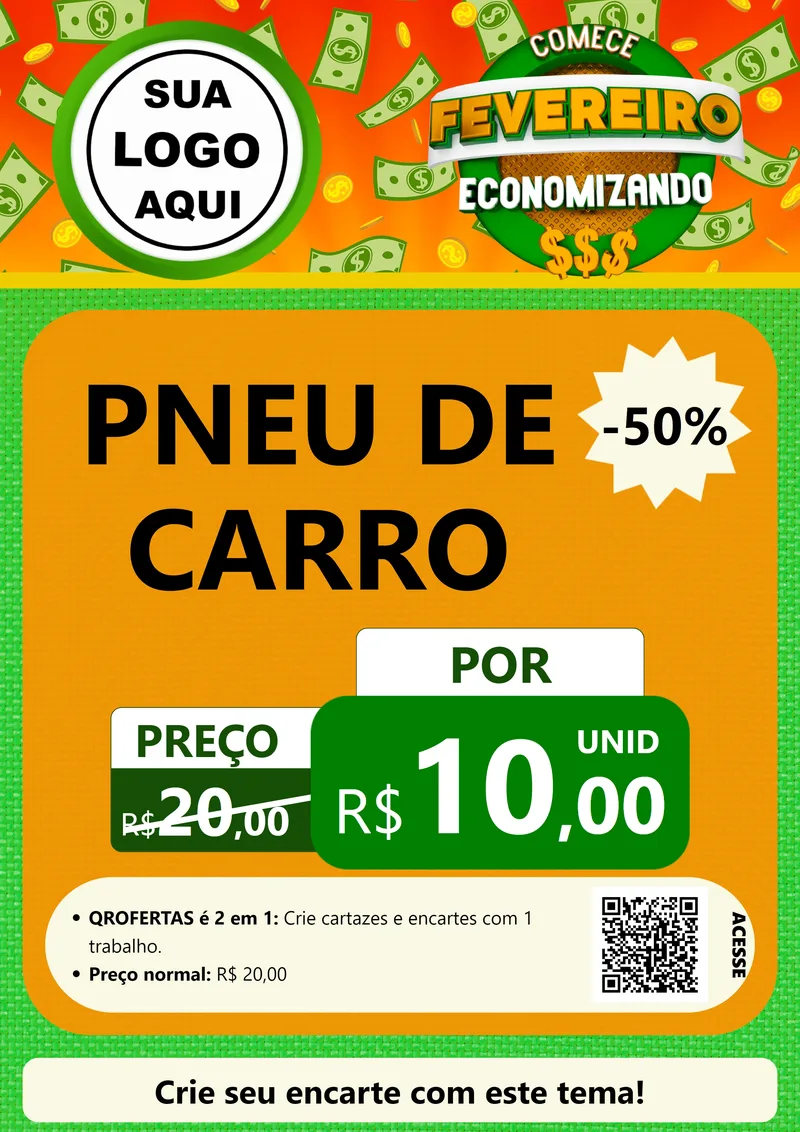Modelo de Cartaz para Cartaz A4 Vertical com o tema Comece Fevereiro Economizando para Auto peças