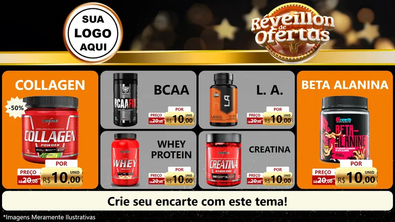 Modelo de TV para TV Horizontal com o tema Réveillon de Ofertas para Suplementos alimentares