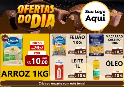 Modelo de Encarte para Encarte A4 Horizontal com o tema Ofertas do Dia para Supermercado