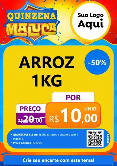 Modelo de Cartaz para Cartaz A4 Vertical com o tema Quinzena Maluca para Supermercado