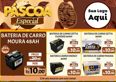 Modelo de Encarte para Encarte A4 Horizontal com o tema Páscoa Especial para Baterias Elétricas