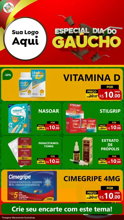 Modelo de TV para TV Vertical com o tema Especial Dia do Gaúcho para Farmácia