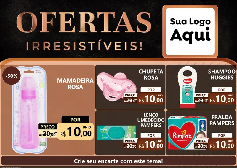 Modelo de Encarte para Encarte A4 Horizontal com o tema Ofertas Irresistíveis! para Bebês