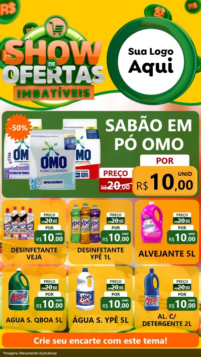 Modelo de Rede Social para Stories com o tema Show de Ofertas Imbatíveis para Produtos de Limpeza