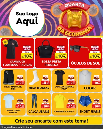 Modelo de Rede Social para Feed Instagram com o tema Quarta da Economia para Roupas e acessórios