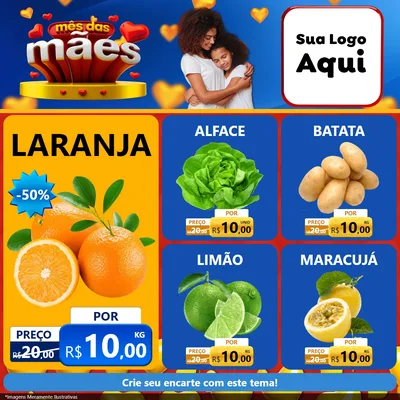 Modelo de Rede Social para Feed Facebook com o tema Mês das Mães para Hortifrúti