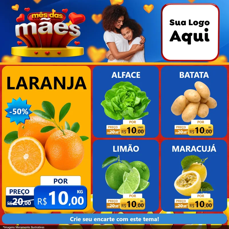 Modelo de Rede Social para Feed Facebook com o tema Mês das Mães para Hortifrúti