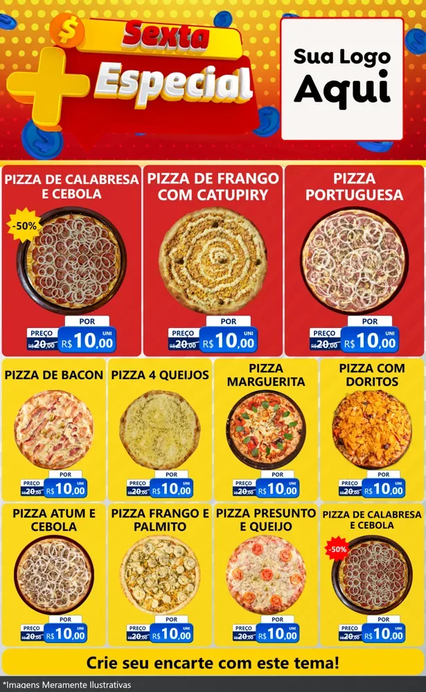 Modelo de Encarte para Encarte Grande com o tema Sexta Mais Especial para Pizzaria