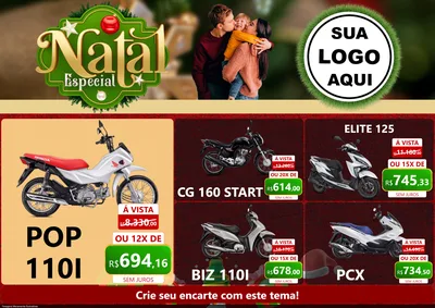 Modelo de Encarte para Encarte A4 Horizontal com o tema Natal Especial para Concessionaria de Motos
