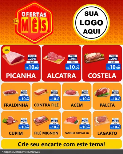 Modelo de Rede Social para Feed Instagram com o tema Ofertas do Mês para Açougue