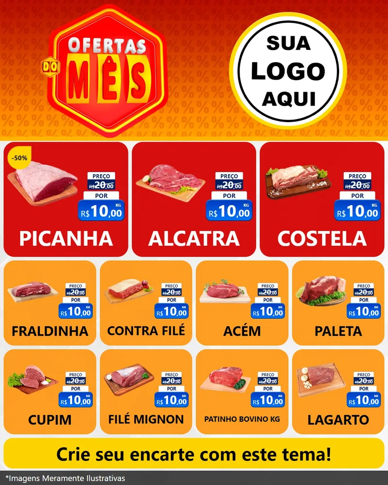 Modelo de Rede Social para Feed Instagram com o tema Ofertas do Mês para Açougue