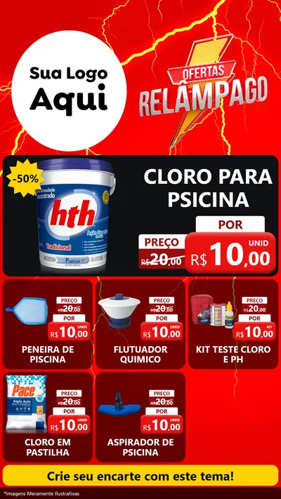 Modelo de Rede Social para Stories com o tema Ofertas Relâmpago para Produtos para Piscina