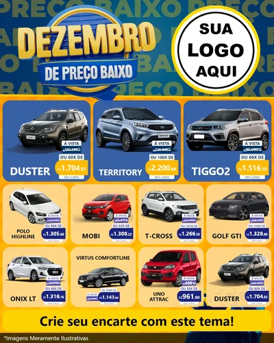 Modelo de Rede Social para Feed Instagram com o tema Dezembro de Preço Baixo para Concessionaria de Carros