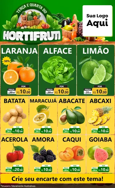 Modelo de Encarte para Encarte Grande com o tema Terça e Quarta do Hortifruti para Hortifrúti