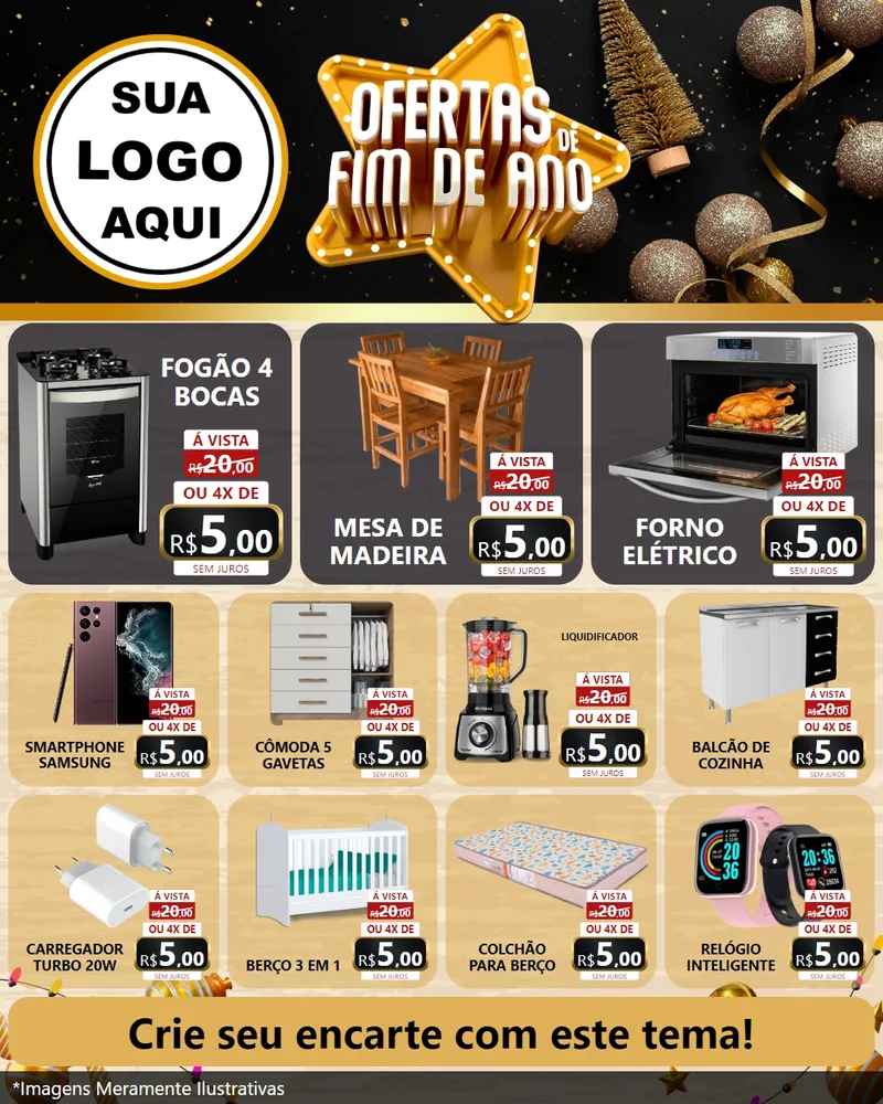 Modelo de Rede Social para Feed Instagram com o tema Ofertas de Fim de Ano para Móveis e Eletro
