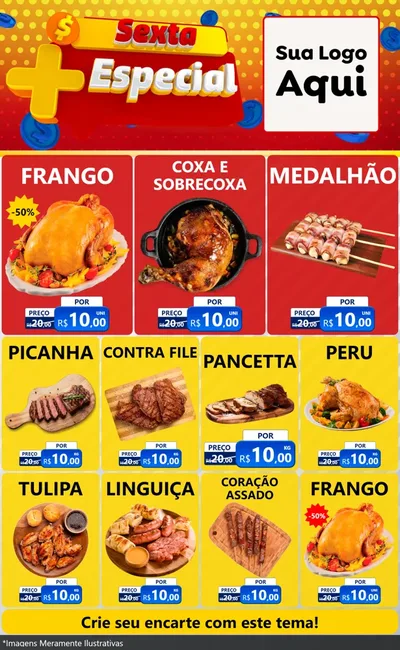 Modelo de Encarte para Encarte Grande com o tema Sexta Mais Especial para Assados