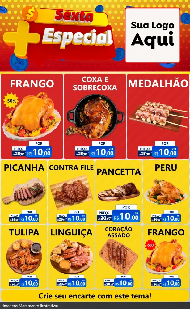 Modelo de Encarte para Encarte Grande com o tema Sexta Mais Especial para Assados