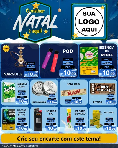 Modelo de Rede Social para Feed Instagram com o tema O Melhor Natal É Aqui! para Tabacaria