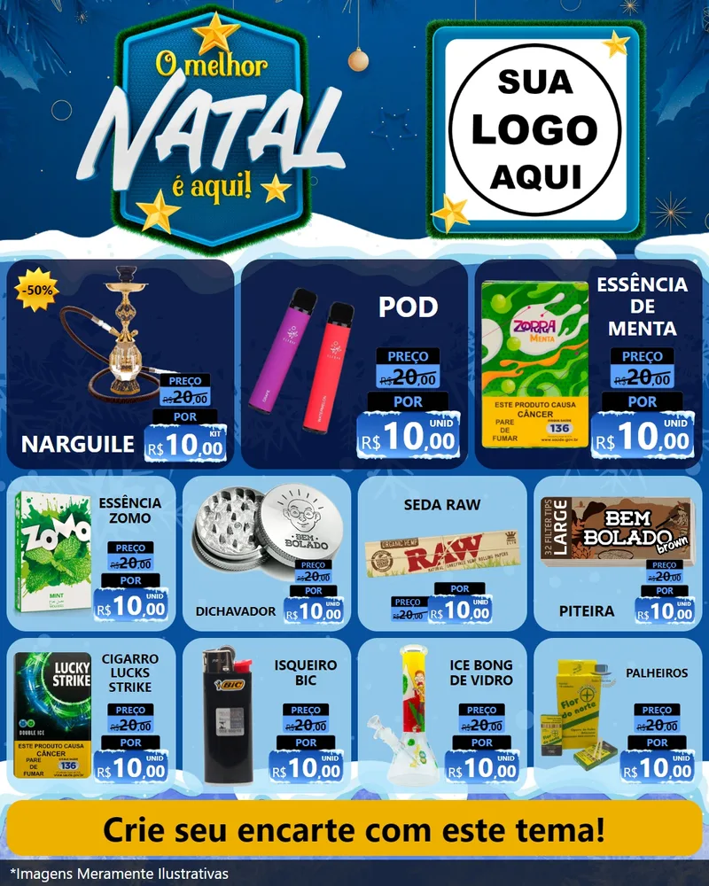 Modelo de Rede Social para Feed Instagram com o tema O Melhor Natal É Aqui! para Tabacaria