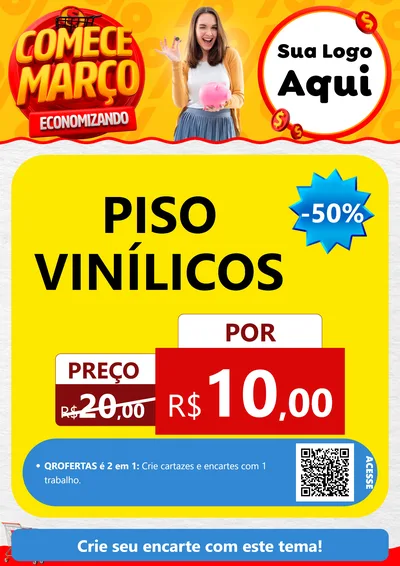 Modelo de Cartaz para Cartaz A4 Vertical com o tema Comece Março Economizando para Material para Construção