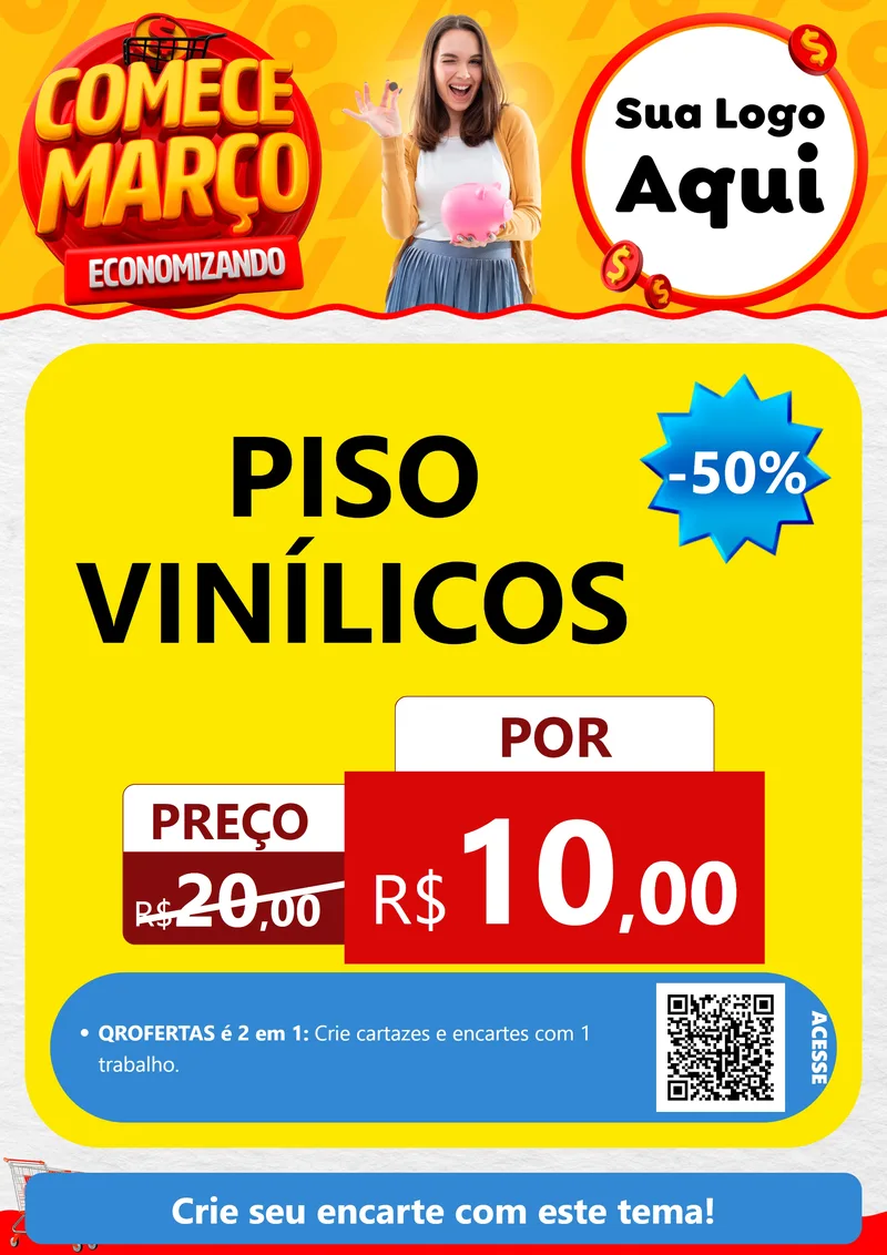Modelo de Cartaz para Cartaz A4 Vertical com o tema Comece Março Economizando para Material para Construção