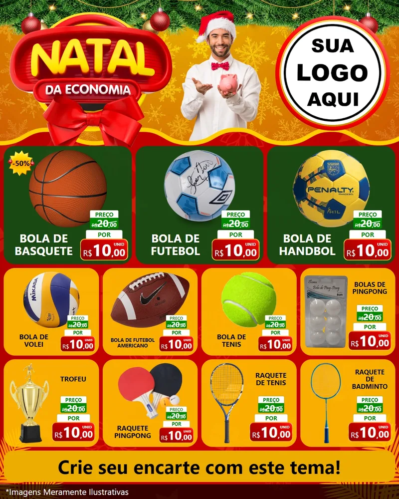 Modelo de Rede Social para Feed Instagram com o tema Natal da Economia para Artigos Esportivos