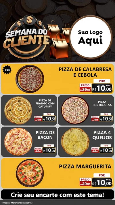 Modelo de TV para TV Vertical com o tema Semana do Cliente para Pizzaria
