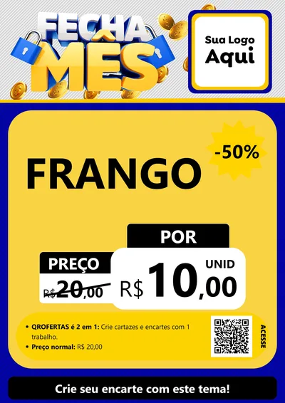 Modelo de Cartaz para Cartaz A4 Vertical com o tema Fecha Mês para Assados
