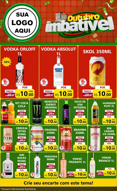 Modelo de Encarte para Encarte Grande com o tema Outubro Imbatível para Distribuidora de bebidas