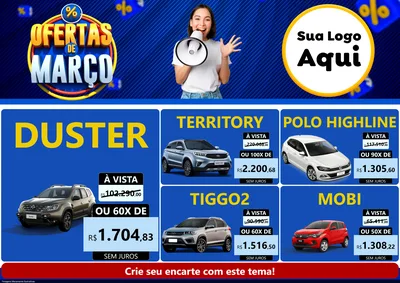 Modelo de Encarte para Encarte A4 Horizontal com o tema Ofertas de Março para Concessionaria de Carros