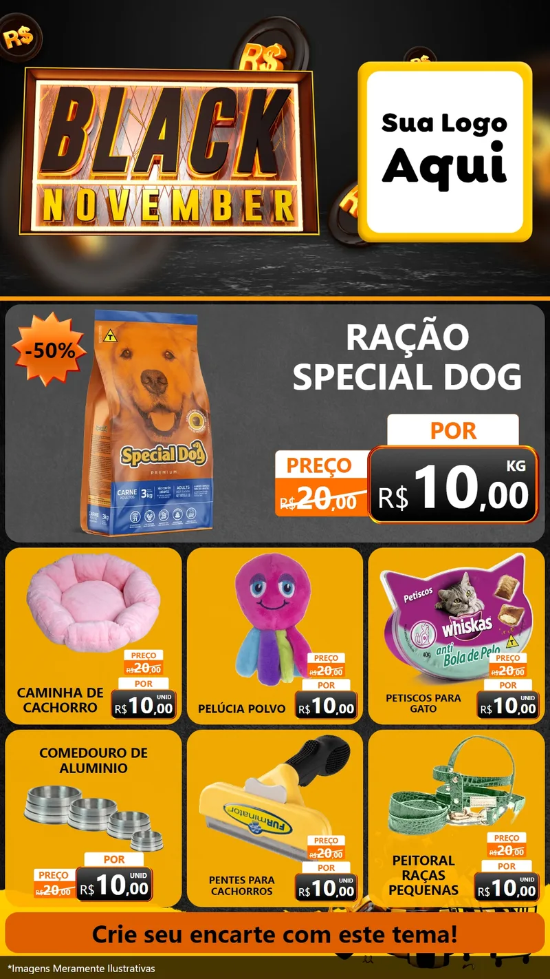 Modelo de Rede Social para Stories com o tema Black November para Pet Shop