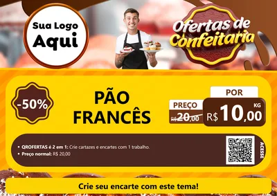 Modelo de Cartaz para Cartaz A4 Horizontal com o tema Ofertas de Confeitaria para Padaria